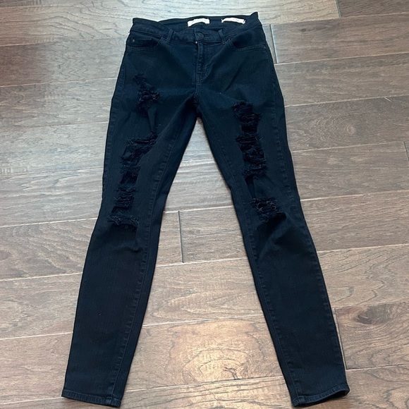 Guess Sexy Curve Distressed Skinny Black Jeans. 27 - Picture 1 of 7